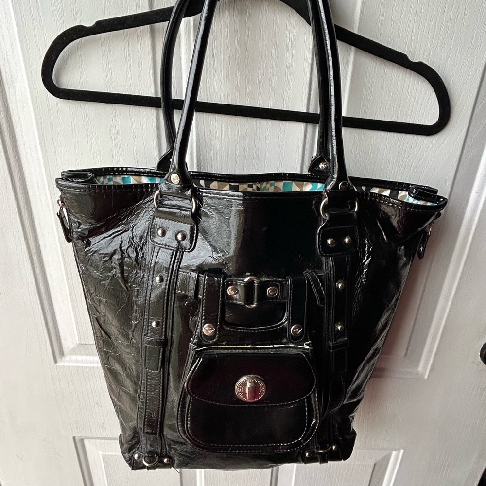 Roxy Large Colorful Estilo Black Tote with colorful lining
